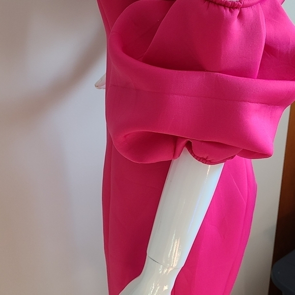 CQ BY CQ Mid Length Barbie Pink Off The Shoulder Cocktail Dress Size Small NWT - Picture 8 of 13